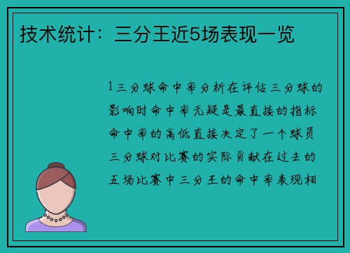 技术统计：三分王近5场表现一览